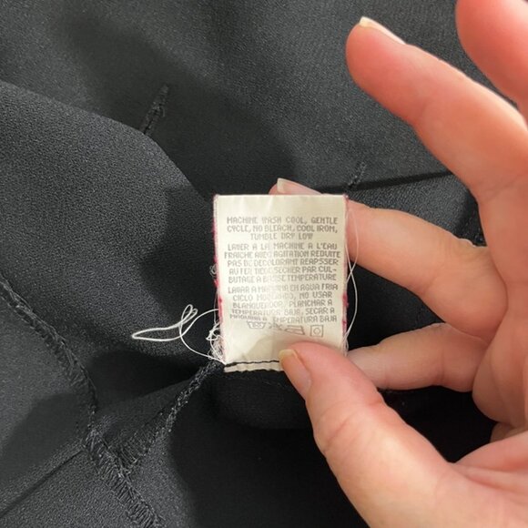 Leslie Fay women's blouse 8 black button down black white collar short sleeve - Picture 6 of 8